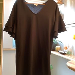 Black tiered-sleeve mini dress. Size S